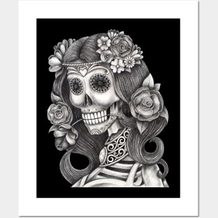 Female skeleton in love. Posters and Art